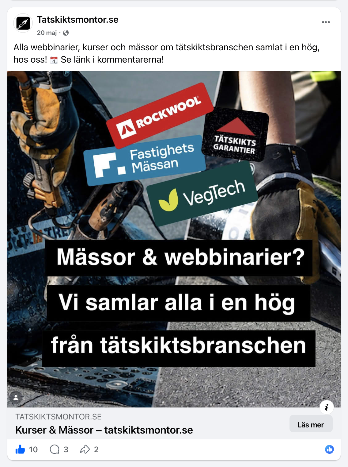 Exempel på hur en sponsrad artikel delas på Facebook