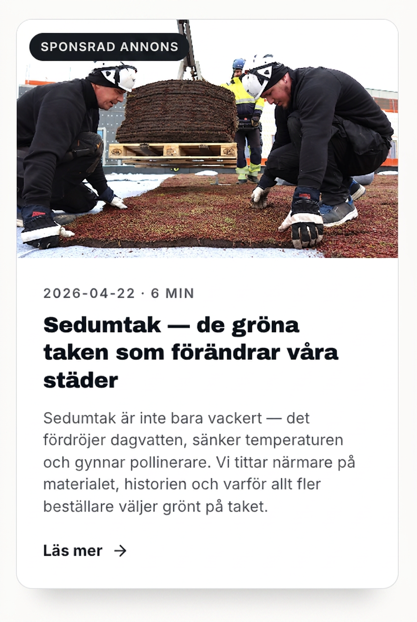 Exempel på hur en sponsrad artikel visas på sajten