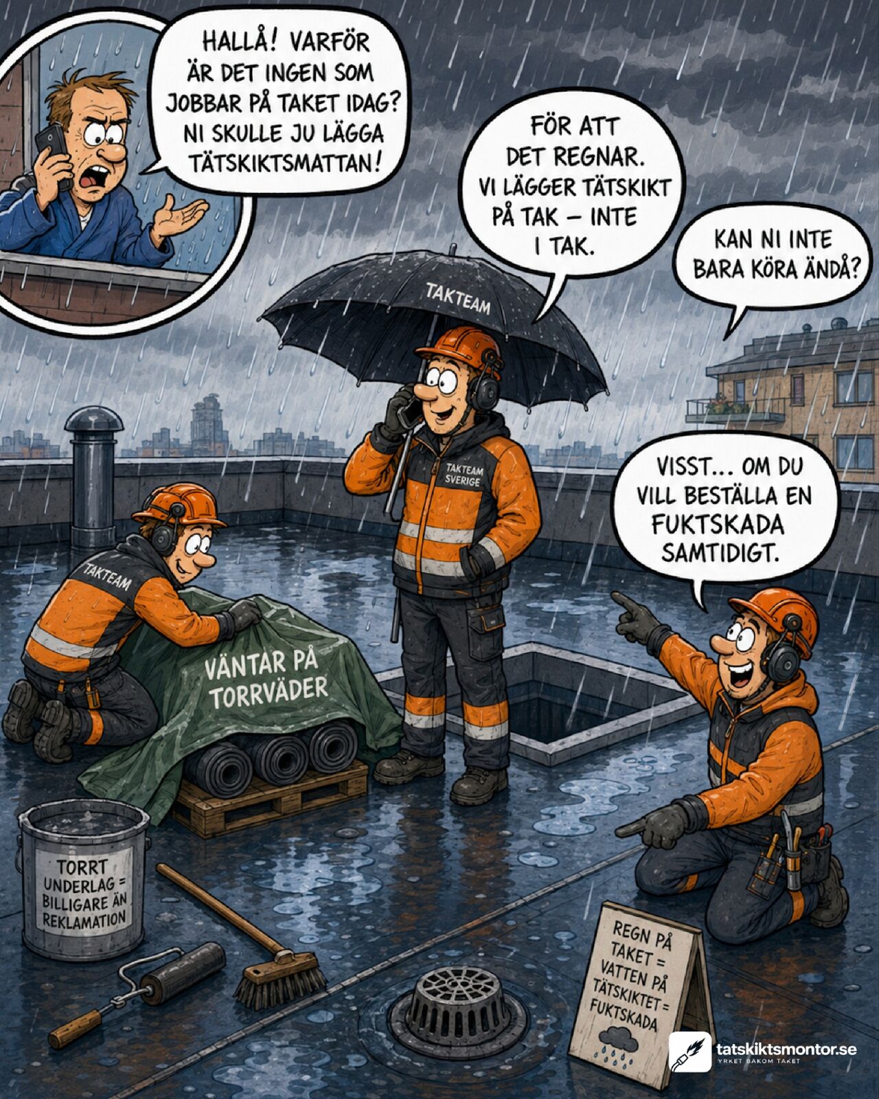 Regn på taket = fuktskada