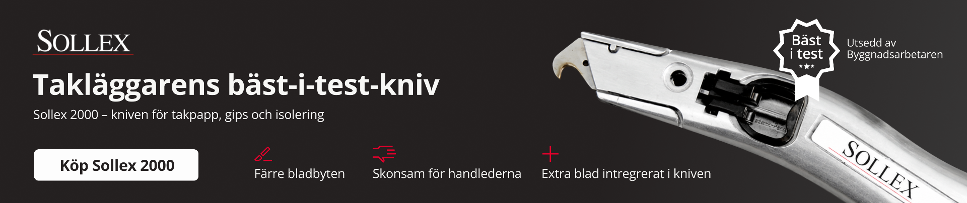 Sollex 2000 – Takläggarens bäst-i-test-kniv. Köp på sollex.se